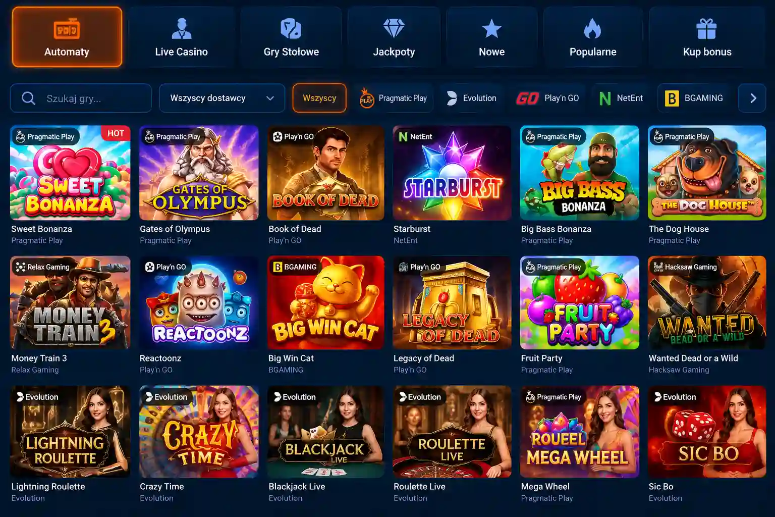 Lobby gier Mostbet Casino – Automaty, Live Casino, Gry Stołowe